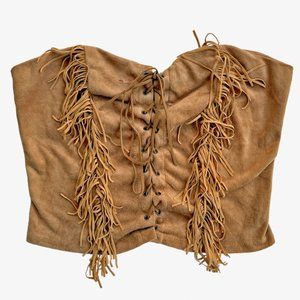 Faux Suede Western Y2K Tube Top